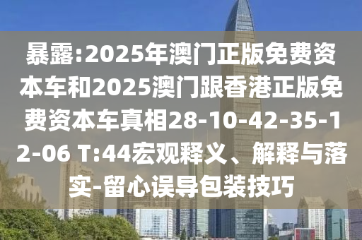 暴露:2025年澳門正版免費(fèi)資本車和2025澳門跟香港正版免費(fèi)資本車真相28-10-42-35-12-06 T:44宏觀釋義、解釋與落實(shí)-留心誤導(dǎo)包裝技巧