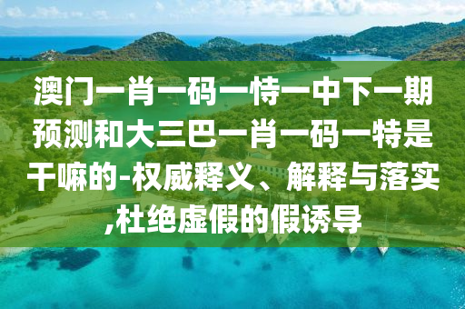 澳門一肖一碼一恃一中下一期預測和大三巴一肖一碼一特是干嘛的-權(quán)威釋義、解釋與落實,杜絕虛假的假誘導