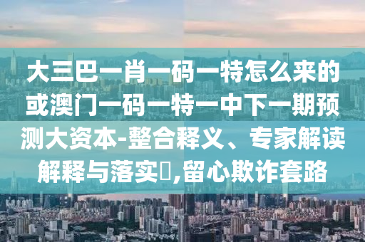 大三巴一肖一碼一特怎么來的或澳門一碼一特一中下一期預測大資本-整合釋義、專家解讀解釋與落實?,留心欺詐套路