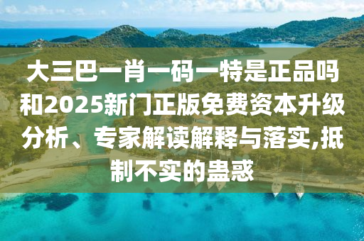 大三巴一肖一碼一特是正品嗎和2025新門正版免費(fèi)資本升級(jí)分析、專家解讀解釋與落實(shí),抵制不實(shí)的蠱惑