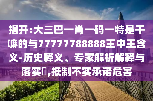 揭開:大三巴一肖一碼一特是干嘛的與77777788888王中王含義-歷史釋義、專家解析解釋與落實?,抵制不實承諾危害