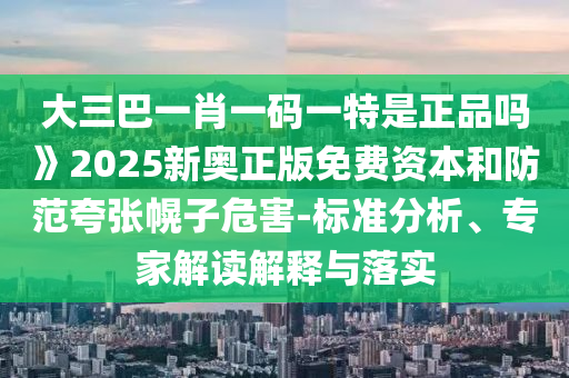 大三巴一肖一碼一特是正品嗎》2025新奧正版免費(fèi)資本和防范夸張幌子危害-標(biāo)準(zhǔn)分析、專家解讀解釋與落實(shí)