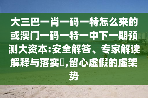 大三巴一肖一碼一特怎么來的或澳門一碼一特一中下一期預(yù)測大資本:安全解答、專家解讀解釋與落實?,留心虛假的虛架勢