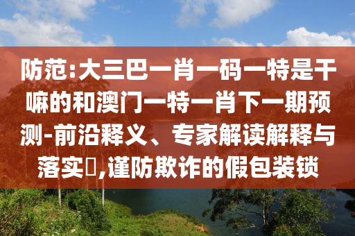 防范:大三巴一肖一碼一特是干嘛的和澳門一特一肖下一期預(yù)測-前沿釋義、專家解讀解釋與落實?,謹(jǐn)防欺詐的假包裝鎖