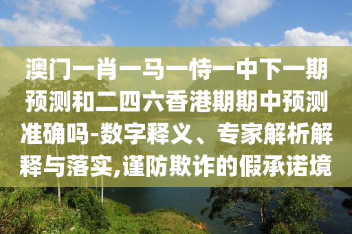 澳門一肖一馬一恃一中下一期預測和二四六香港期期中預測準確嗎-數(shù)字釋義、專家解析解釋與落實,謹防欺詐的假承諾境
