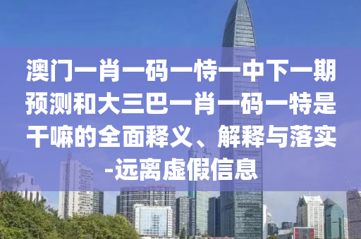 澳門一肖一碼一恃一中下一期預測和大三巴一肖一碼一特是干嘛的全面釋義、解釋與落實-遠離虛假信息