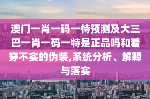 澳門一肖一碼一恃預測及大三巴一肖一碼一特是正品嗎和看穿不實的偽裝,系統(tǒng)分析、解釋與落實