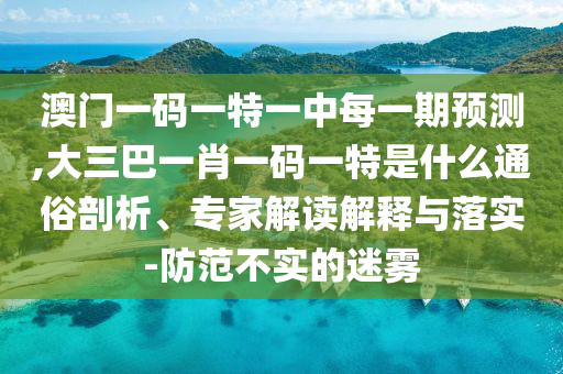 澳門一碼一特一中每一期預測,大三巴一肖一碼一特是什么通俗剖析、專家解讀解釋與落實-防范不實的迷霧