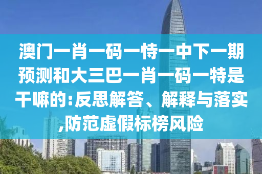 澳門一肖一碼一恃一中下一期預測和大三巴一肖一碼一特是干嘛的:反思解答、解釋與落實,防范虛假標榜風險