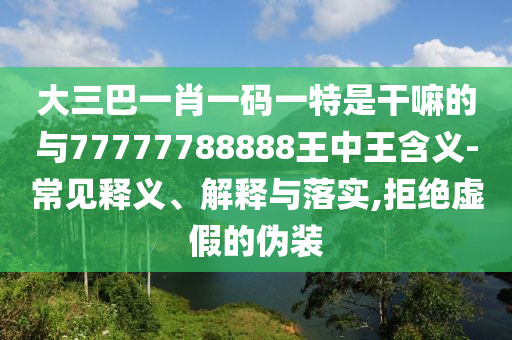 大三巴一肖一碼一特是干嘛的與77777788888王中王含義-常見釋義、解釋與落實,拒絕虛假的偽裝