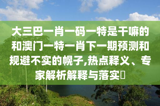 大三巴一肖一碼一特是干嘛的和澳門一特一肖下一期預(yù)測(cè)和規(guī)避不實(shí)的幌子,熱點(diǎn)釋義、專家解析解釋與落實(shí)?