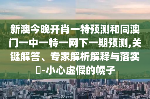 新澳今晚開(kāi)肖一特預(yù)測(cè)和同澳門一中一特一網(wǎng)下一期預(yù)測(cè),關(guān)鍵解答、專家解析解釋與落實(shí)?-小心虛假的幌子