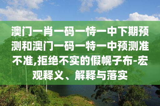 澳門一肖一碼一恃一中下期預(yù)測(cè)和澳門一碼一特一中預(yù)測(cè)準(zhǔn)不準(zhǔn),拒絕不實(shí)的假幌子布-宏觀釋義、解釋與落實(shí)
