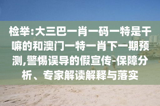 檢舉:大三巴一肖一碼一特是干嘛的和澳門一特一肖下一期預(yù)測,警惕誤導(dǎo)的假宣傳-保障分析、專家解讀解釋與落實
