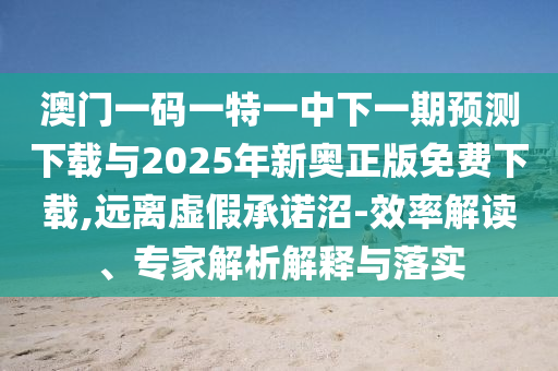 澳門一碼一特一中下一期預(yù)測下載與2025年新奧正版免費下載,遠離虛假承諾沼-效率解讀、專家解析解釋與落實