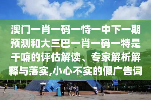 澳門一肖一碼一恃一中下一期預測和大三巴一肖一碼一特是干嘛的評估解讀、專家解析解釋與落實,小心不實的假廣告詞