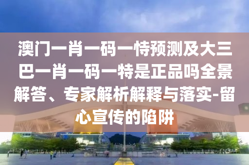 澳門一肖一碼一恃預測及大三巴一肖一碼一特是正品嗎全景解答、專家解析解釋與落實-留心宣傳的陷阱