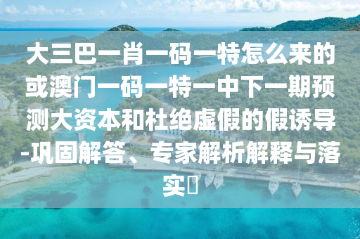 大三巴一肖一碼一特怎么來的或澳門一碼一特一中下一期預測大資本和杜絕虛假的假誘導-鞏固解答、專家解析解釋與落實?