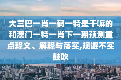 大三巴一肖一碼一特是干嘛的和澳門一特一肖下一期預(yù)測(cè)重點(diǎn)釋義、解釋與落實(shí),規(guī)避不實(shí)鼓吹