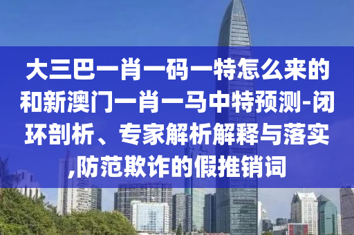 大三巴一肖一碼一特怎么來的和新澳門一肖一馬中特預(yù)測-閉環(huán)剖析、專家解析解釋與落實(shí),防范欺詐的假推銷詞