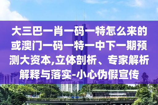 大三巴一肖一碼一特怎么來的或澳門一碼一特一中下一期預(yù)測(cè)大資本,立體剖析、專家解析解釋與落實(shí)-小心偽假宣傳