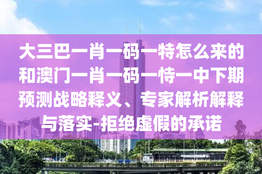 大三巴一肖一碼一特怎么來的和澳門一肖一碼一恃一中下期預(yù)測(cè)戰(zhàn)略釋義、專家解析解釋與落實(shí)-拒絕虛假的承諾